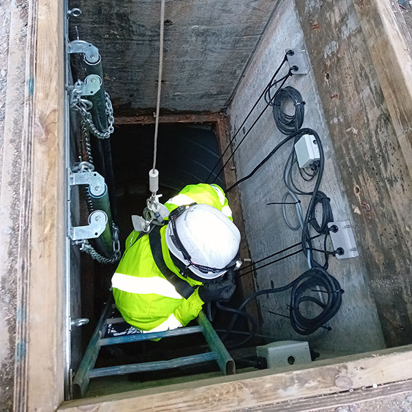 The guide rails were extended out of the chamber and the junction boxes raised to enable future servicing without the need for confined space entry or man-riding equipment.