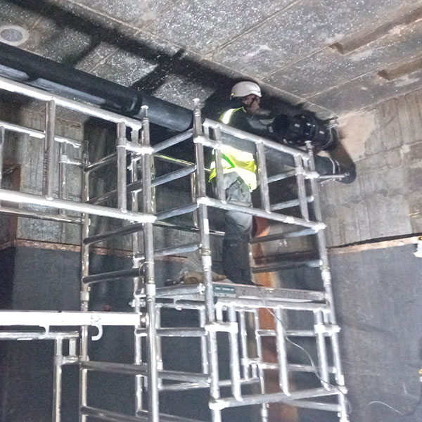 A platform was assembled in the sump to allow our engineers to install the pipework safely.